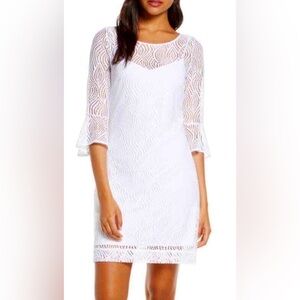 Lilly Pulitzer Fontaine Flowing Leaf Lace Dress w/ Removable Lining,Size-Large